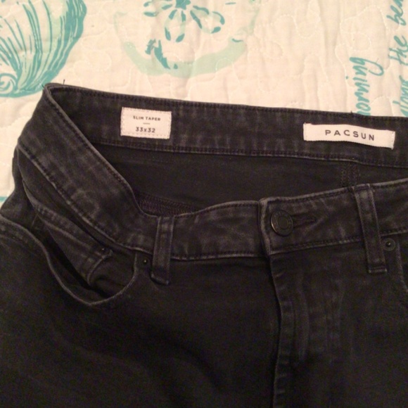 Pacsun , black jeans , 33x 32 . Slim tapper - Picture 2 of 4